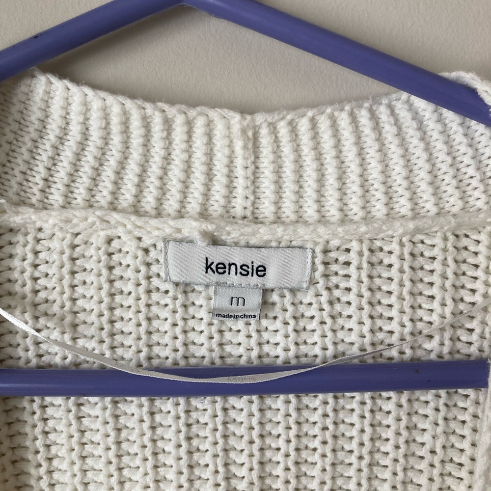 Kensie Cream Ribbed Cardigan - Picture 3 of 3